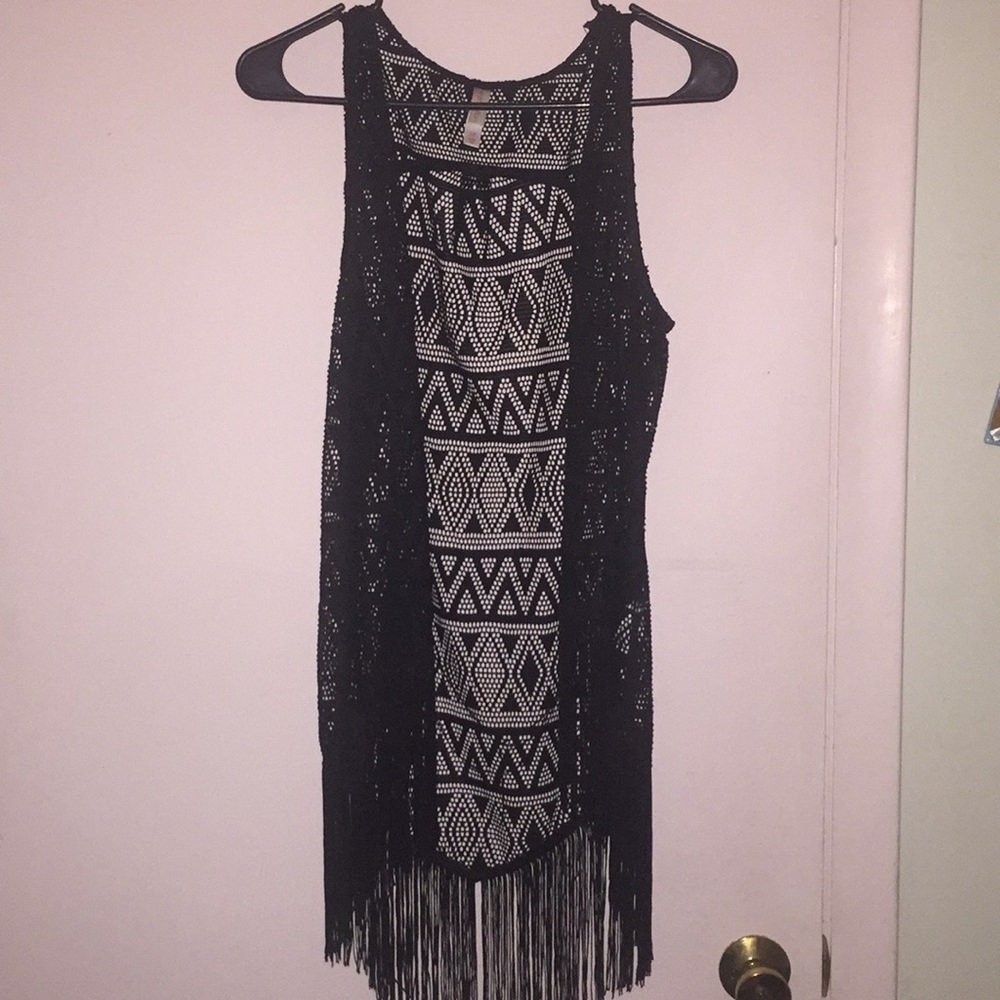 xhilaration black mesh cardigan